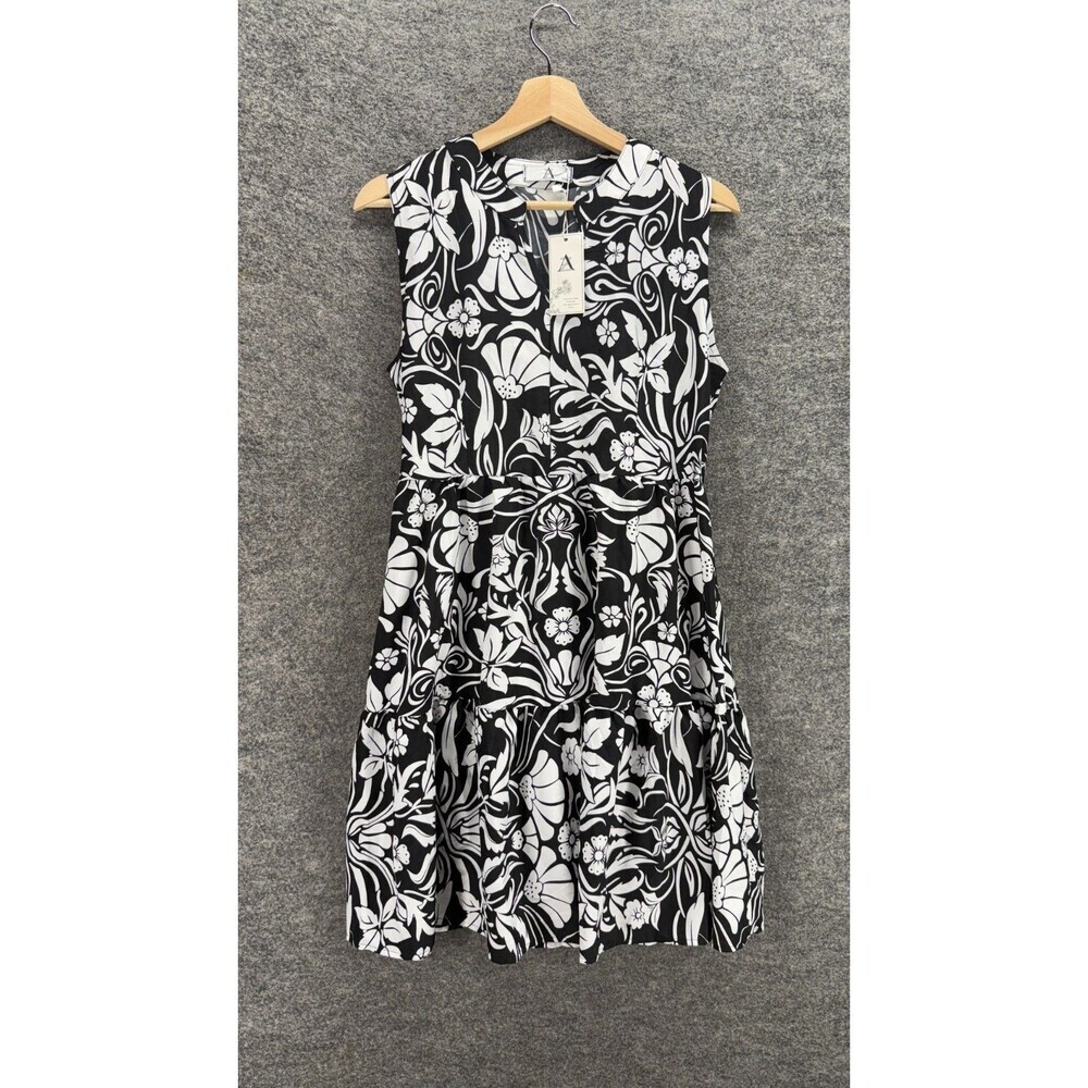 New Unbranded Dress Women S/M Black Floral Sheath Midi V-Neck Sleeveless Casual